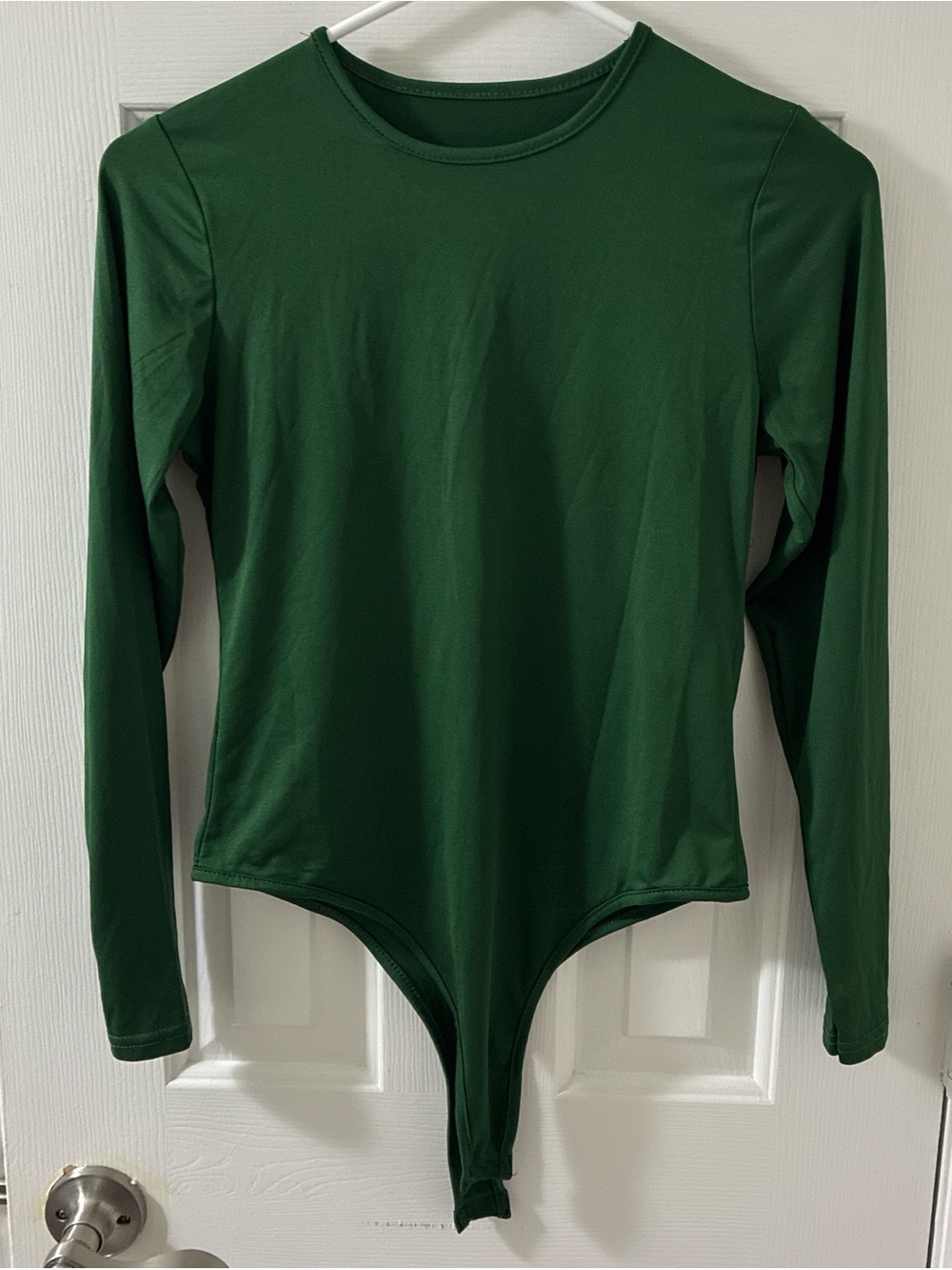 Dark green long sleeve spandex bodysuit
